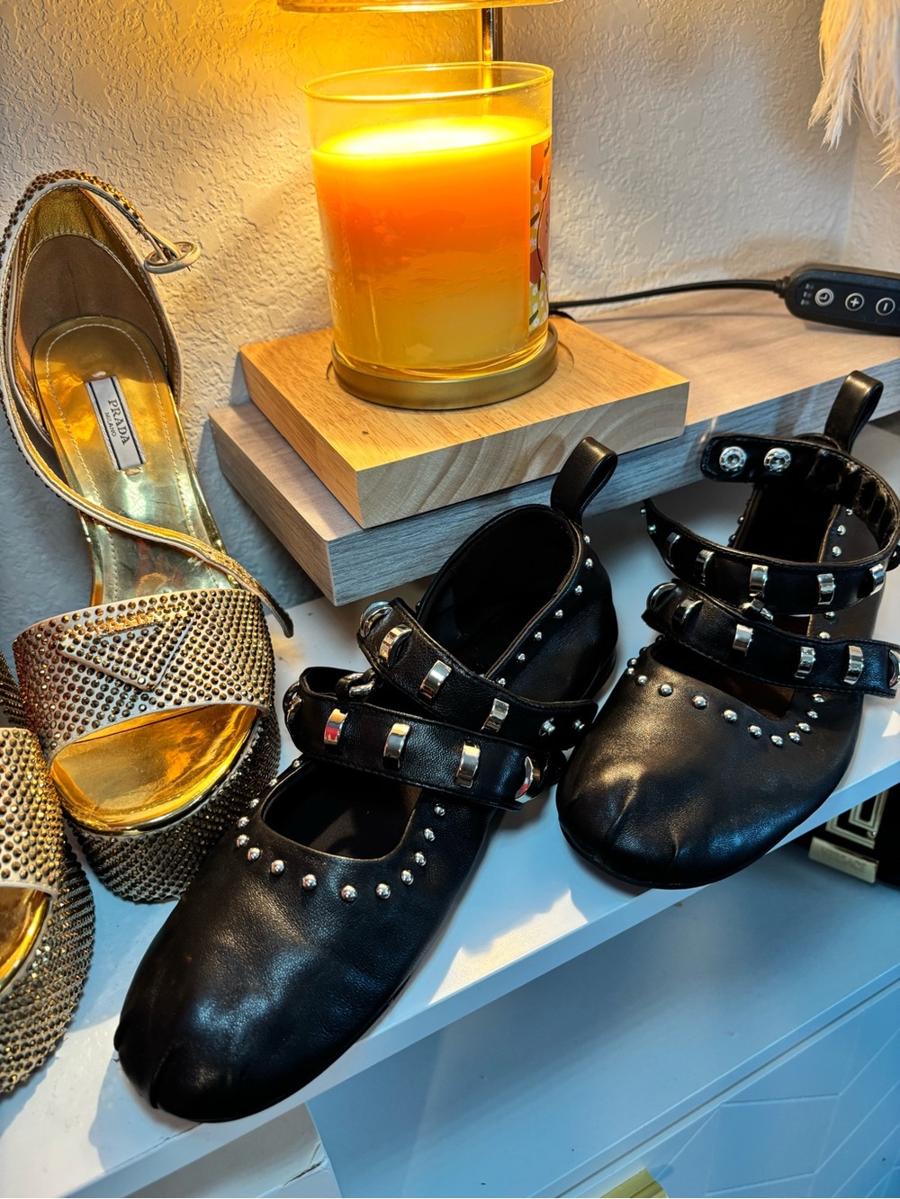 Zara Black Studded Mary Jane Flats